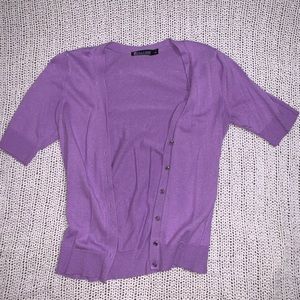 New York and Company Purple Short Sleeve Cardigan